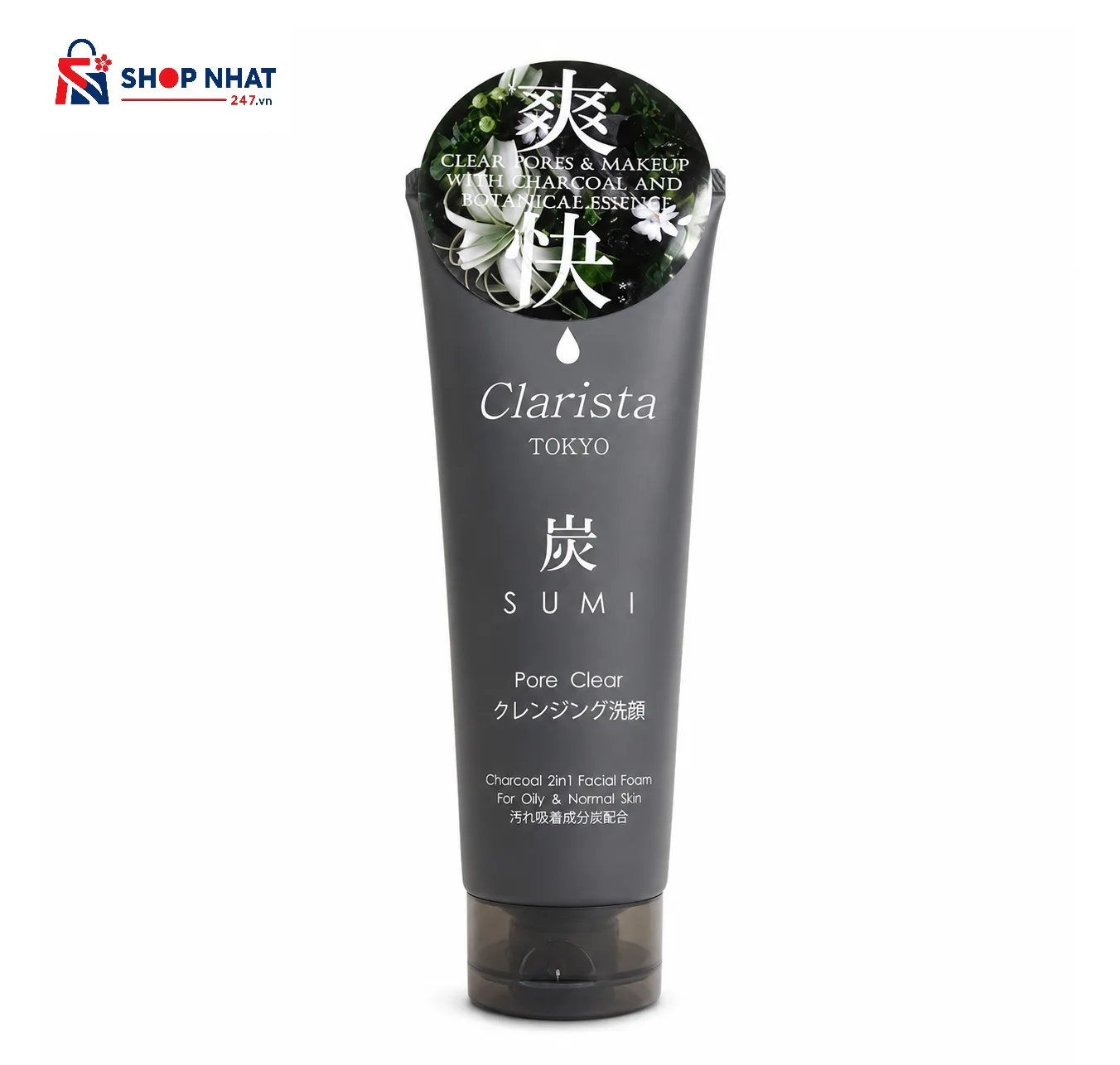 Sữa Rửa Mặt Than Hoạt Tính Tạo Bọt CLARISTA Charcoal Facial Foam 160g Nhật Bản 