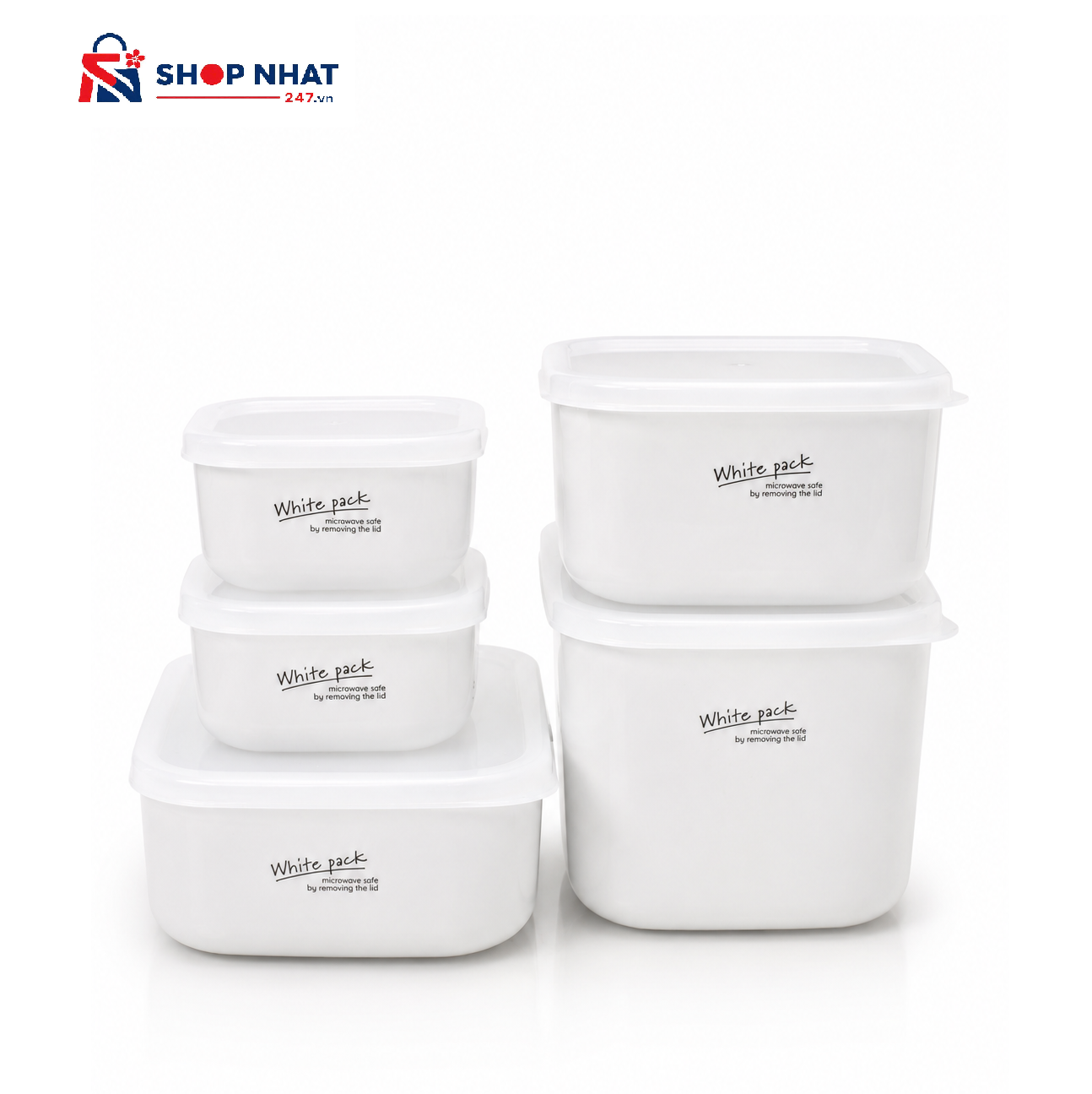 COMBO Bảo quản - 5 Hộp Bảo Quản Thực Phẩm White Pack Nakaya Nhật Bản