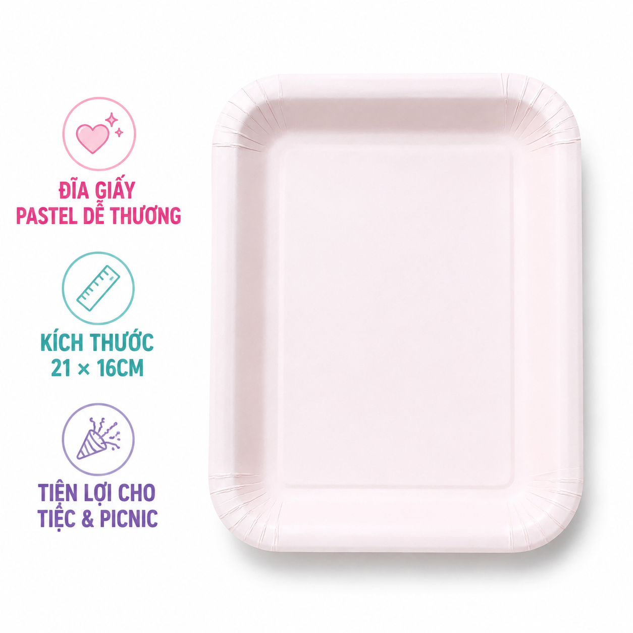 Set 6 đĩa giấy màu sắc Maruki 21x16cm hình chữ nhật