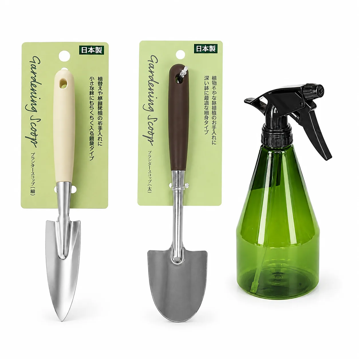 COMBO Làm vườn - Dụng Cụ Làm Vườn Nhật Bản, Pá Xới Đất Inox Echo Metal, Xẻng Làm Vườn Mini & Bình Xịt Phun Sương Okazaki