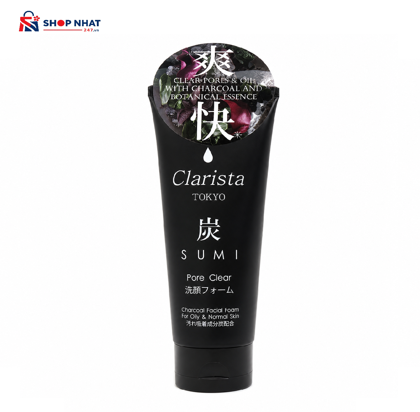  Sữa Rửa Mặt Than Hoạt Tính CLARISTA Tokyo Charcoal Facial Foam 130g Nhật Bản 