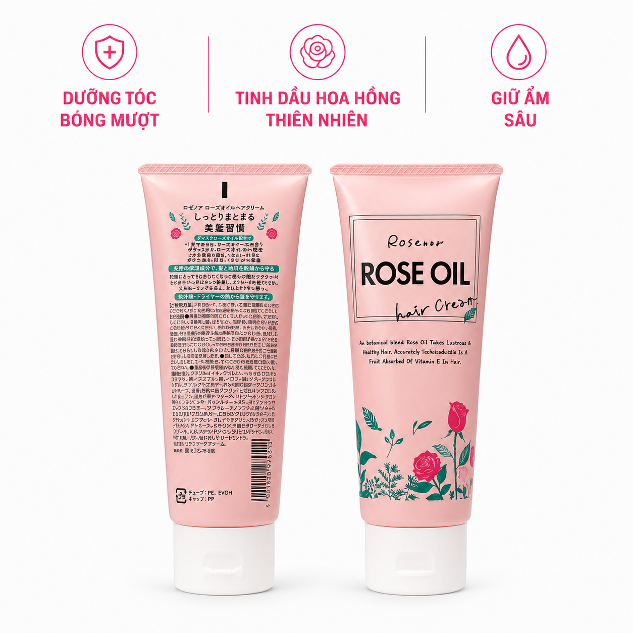 Kem Dưỡng Tóc Tinh Dầu Hoa Hồng Rose Oil Rosenoa 150g Chiết Xuất Từ Thiên Thiên Nội Địa Nhật Bản