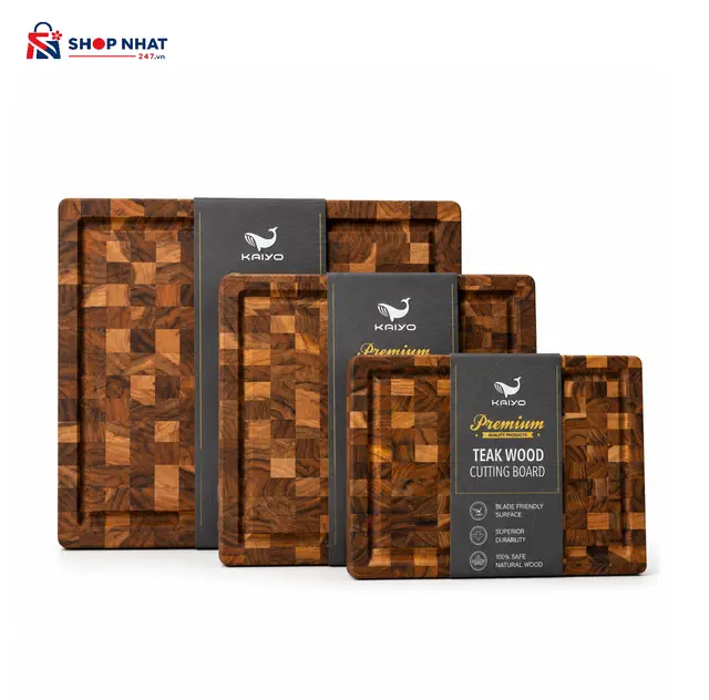Thớt Gỗ Teak Kaiyo Kiểu Dáng Truyền Thống dáng chữ nhật