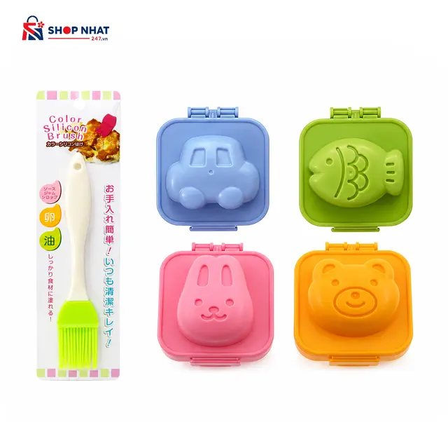 COMBO Dụng Cụ Bếp – Khuôn Tạo Hình Cơm, Trứng Kokubo Cọ Silicone Phết Dầu Echo Nhật Bản