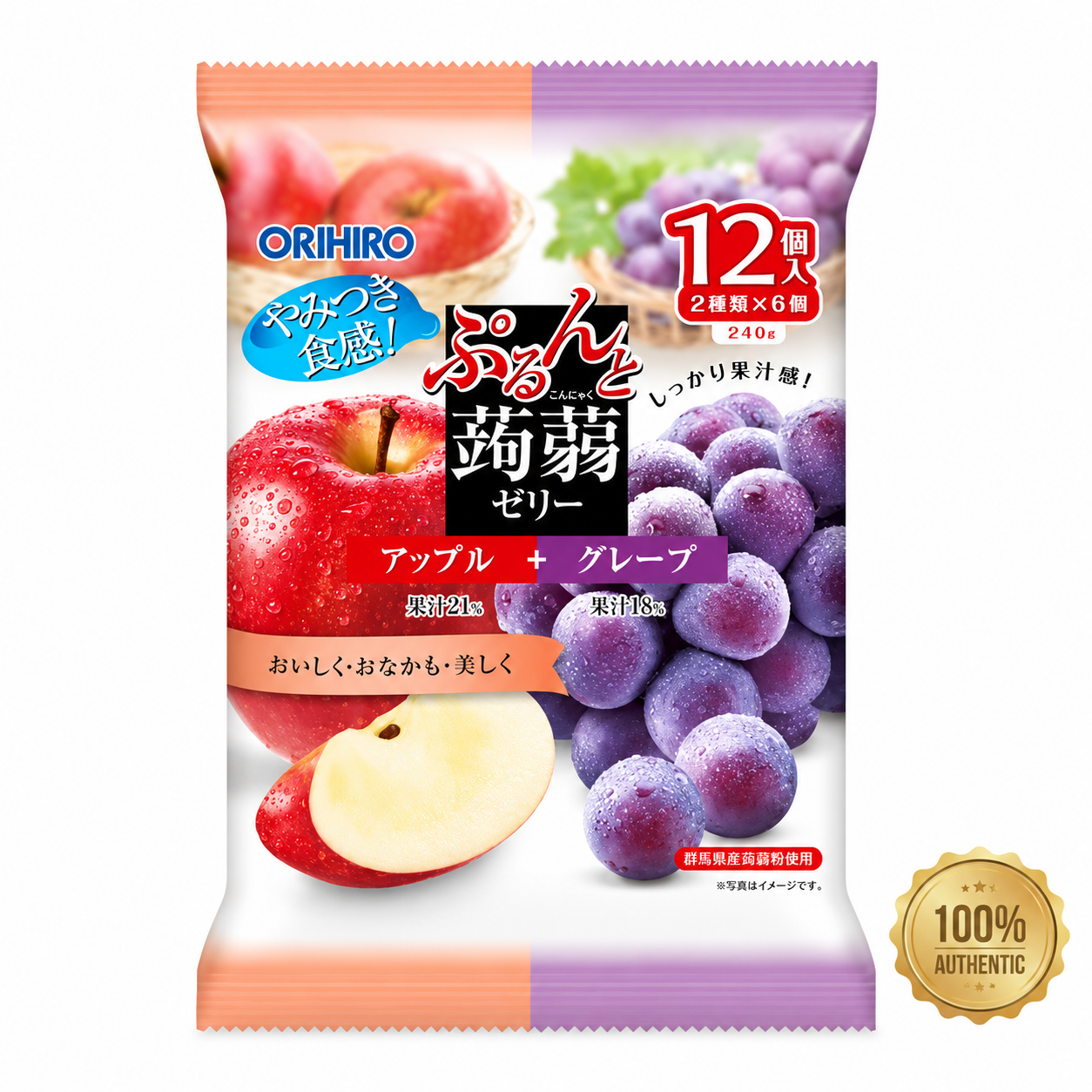 Thạch trái cây mix táo nho Orihiro 240g