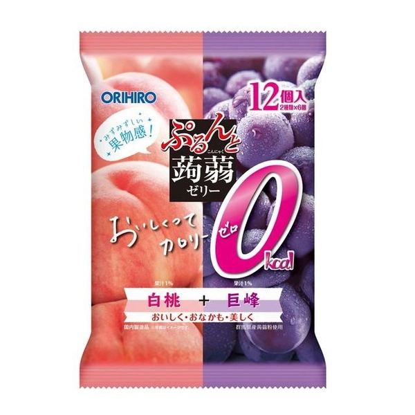 Thạch konjac Orihiro vị Đào + Nho tím 216g