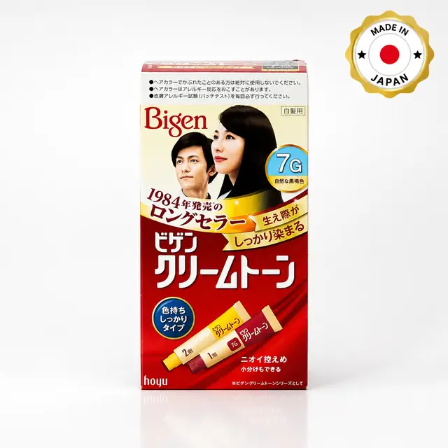 Thuốc Nhuộm Tóc Bigen Cream Tone 7G Hoyu Nhật Bản Màu Đen Nâu Tự Nhiên 80g – Phủ Bạc Bền Màu