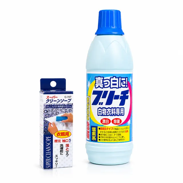 COMBO Giặt giũ - Xà Phòng Thanh Giặt Cổ Áo FUDO KAGAKU 100g và Nước Tẩy Quần Áo Rocket 600ml Nhật Bản
