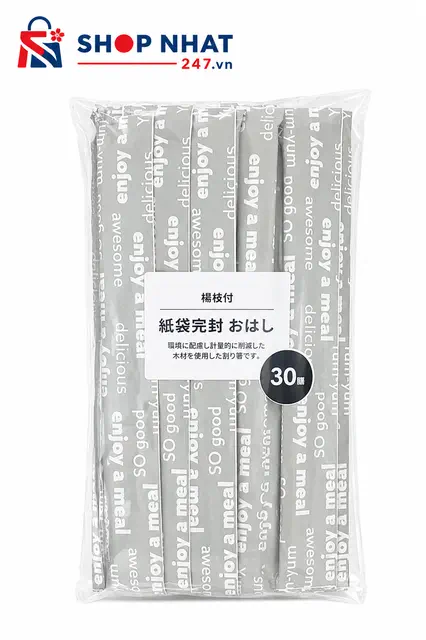 Đũa Dùng Một Lần Kouyu Gỗ Mỡ Bọc Giấy Riêng Kèm Tăm Set 30 Đôi