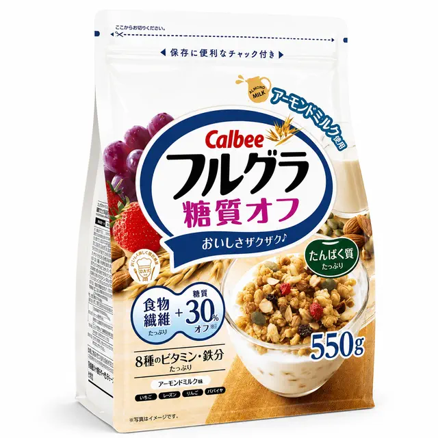 Ngũ Cốc Calbee Frugra Sugar Off Giảm 30% Đường Giàu Chất Xơ 550g Nhật Bản