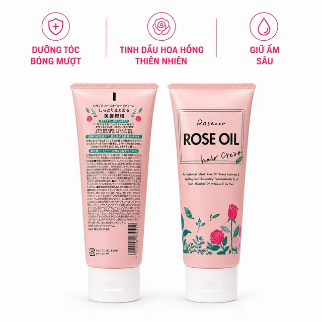 Kem Dưỡng Tóc Tinh Dầu Hoa Hồng Rose Oil Rosenoa 150g Chiết Xuất Từ Thiên Thiên Nội Địa Nhật Bản