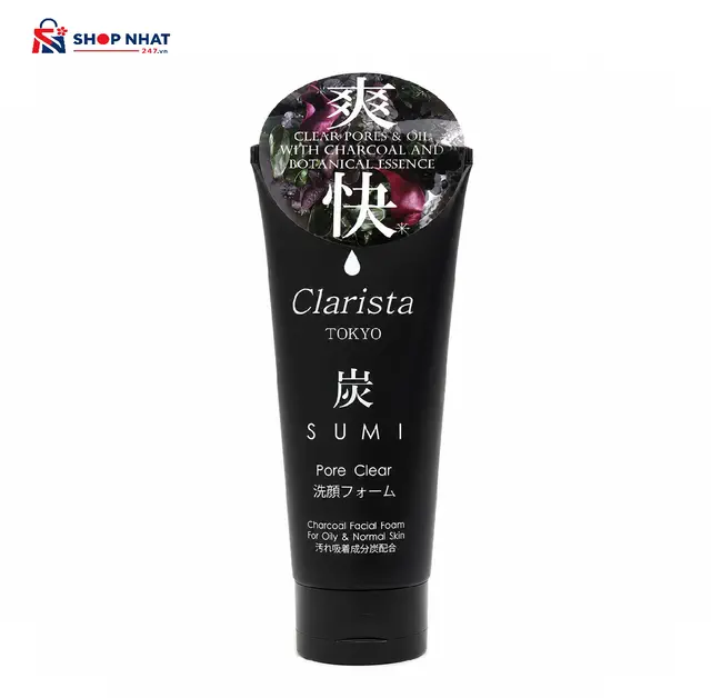  Sữa Rửa Mặt Than Hoạt Tính CLARISTA Tokyo Charcoal Facial Foam 130g Nhật Bản 