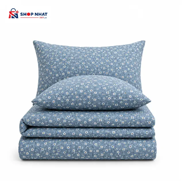 Chăn hè thu Microfiber mềm mịn Kawa – mẫu hoa xanh