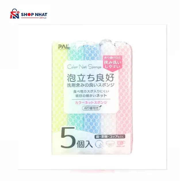 Mút Cọ Rửa Tạo Bọt Bọc Lưới 5 Chiếc Seiwa Pro Nhật Bản 