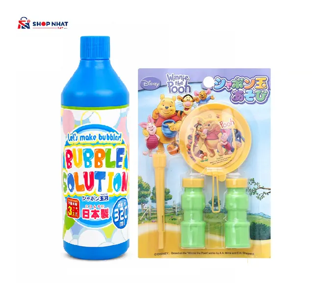 COMBO Đồ chơi - Chai Nước Thổi Bong Bóng Narichikaya 320ml và Bộ Thổi Bong Bóng Gấu Pooh