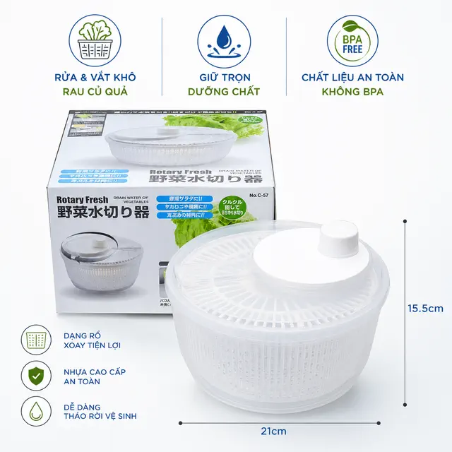 Rổ Quay Rau Nhật Bản Rotary Fresh C-57 PEARL