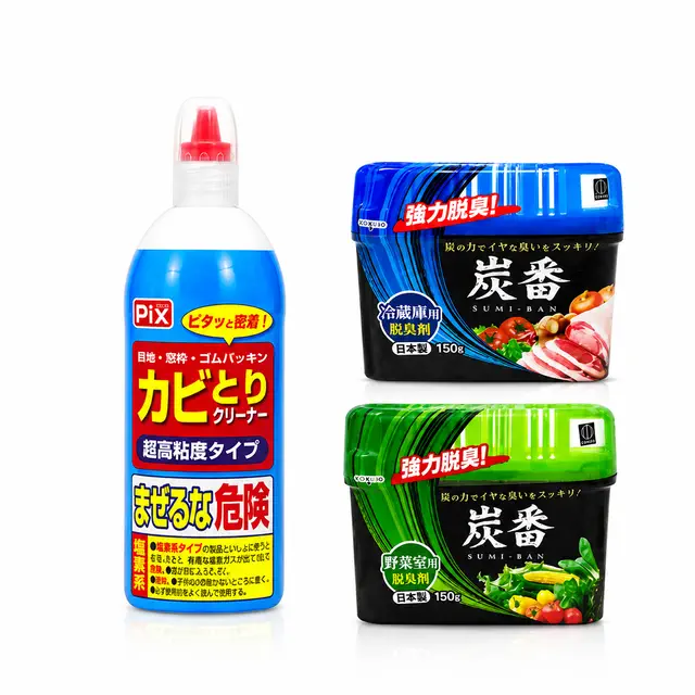 COMBO Làm sạch , khử mùi - Vệ Sinh Nhà Bếp Toàn Diện  Gel Tẩy Nấm Mốc PIX Lion Chemical & Bộ Đôi Khử Mùi Tủ Lạnh KOKUBO Nhật Bản