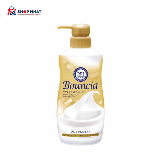 Sữa Tắm Tạo Bọt Siêu Dưỡng Ẩm BOUNCIA Premium Moist 460ml COW Nhật Bản 