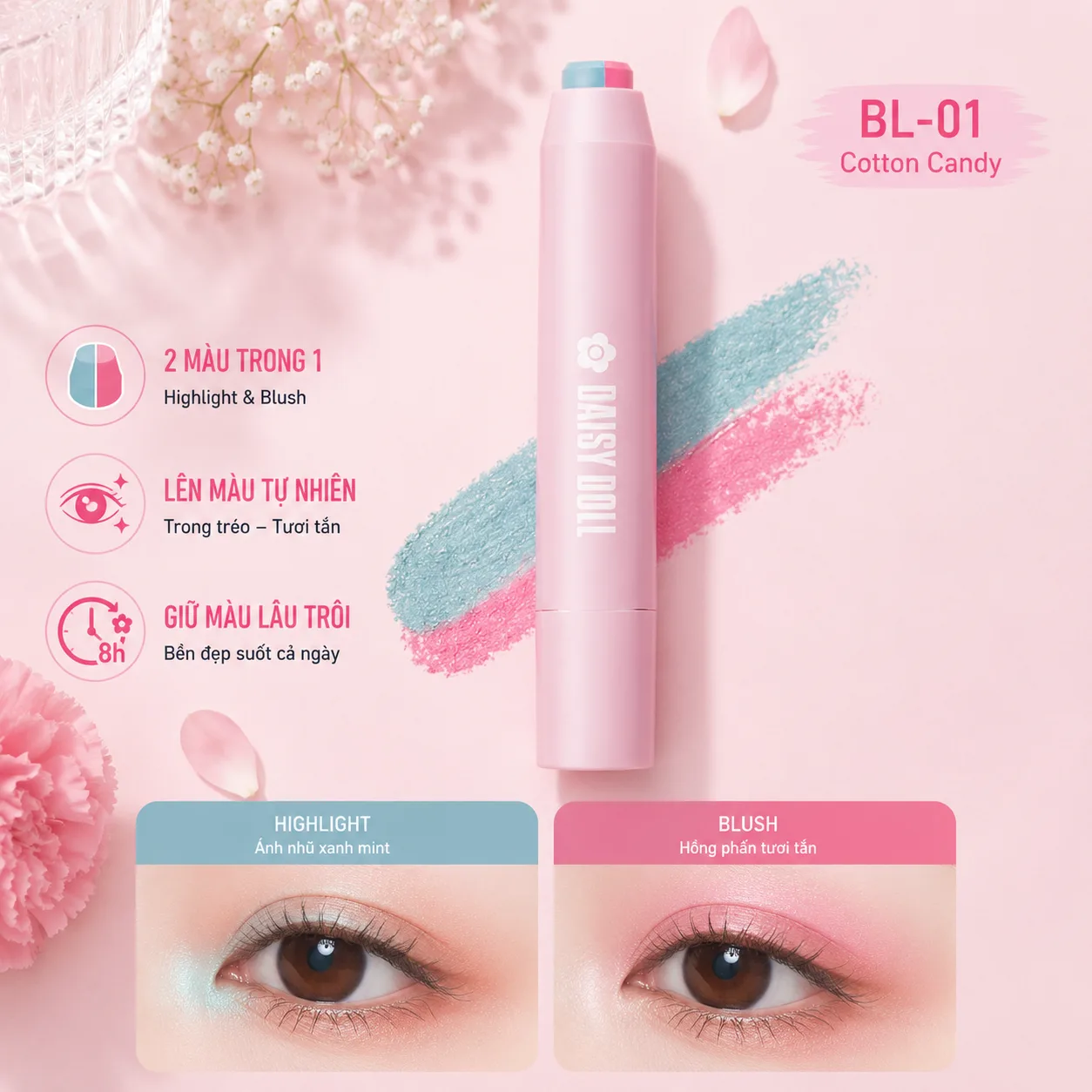 Phấn Mắt 2 Màu Dạng Thỏi DAISY DOLL Nhật Bản
