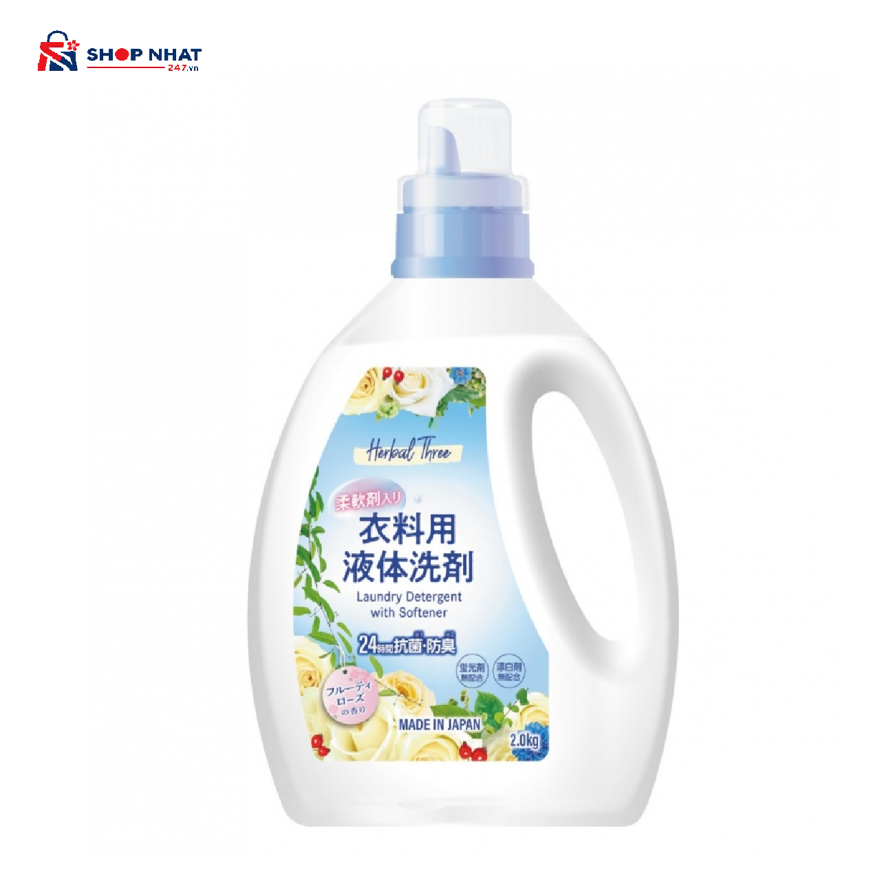 Nước Giặt Xả 2 Trong 1 Herbal Three Mitsuei Hương Hoa Can 2kg