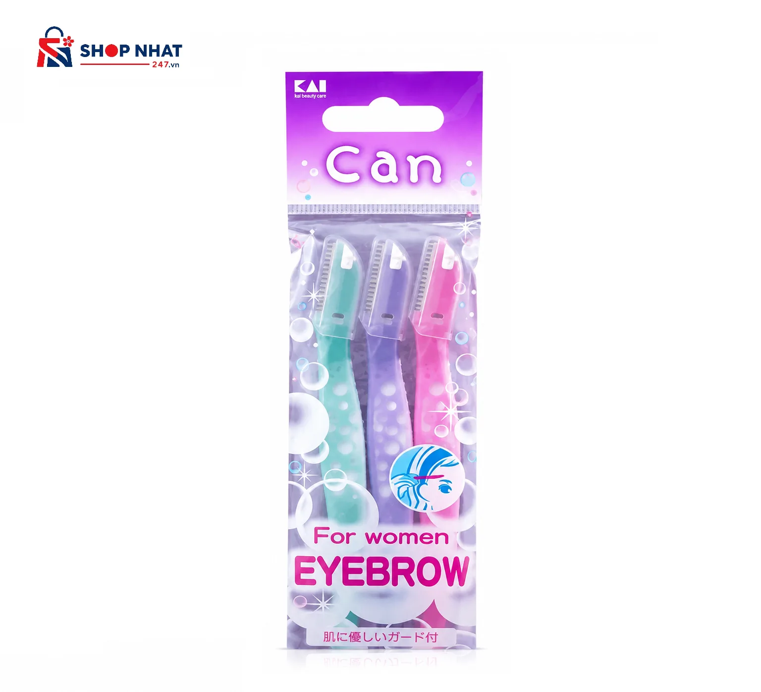 Set 3 Dao Cạo Lông Mặt, Lông Mày KAI CAN Bubble L Nhật Bản
